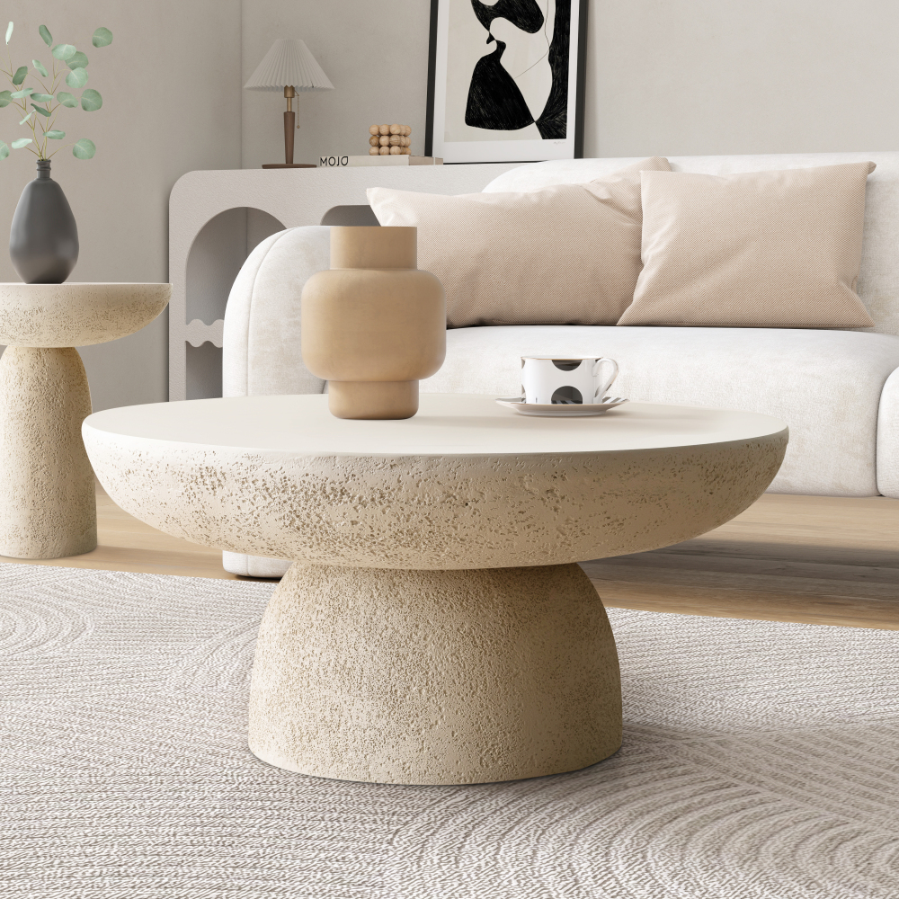 Travertine Round Coffee Tables Accent Center Table