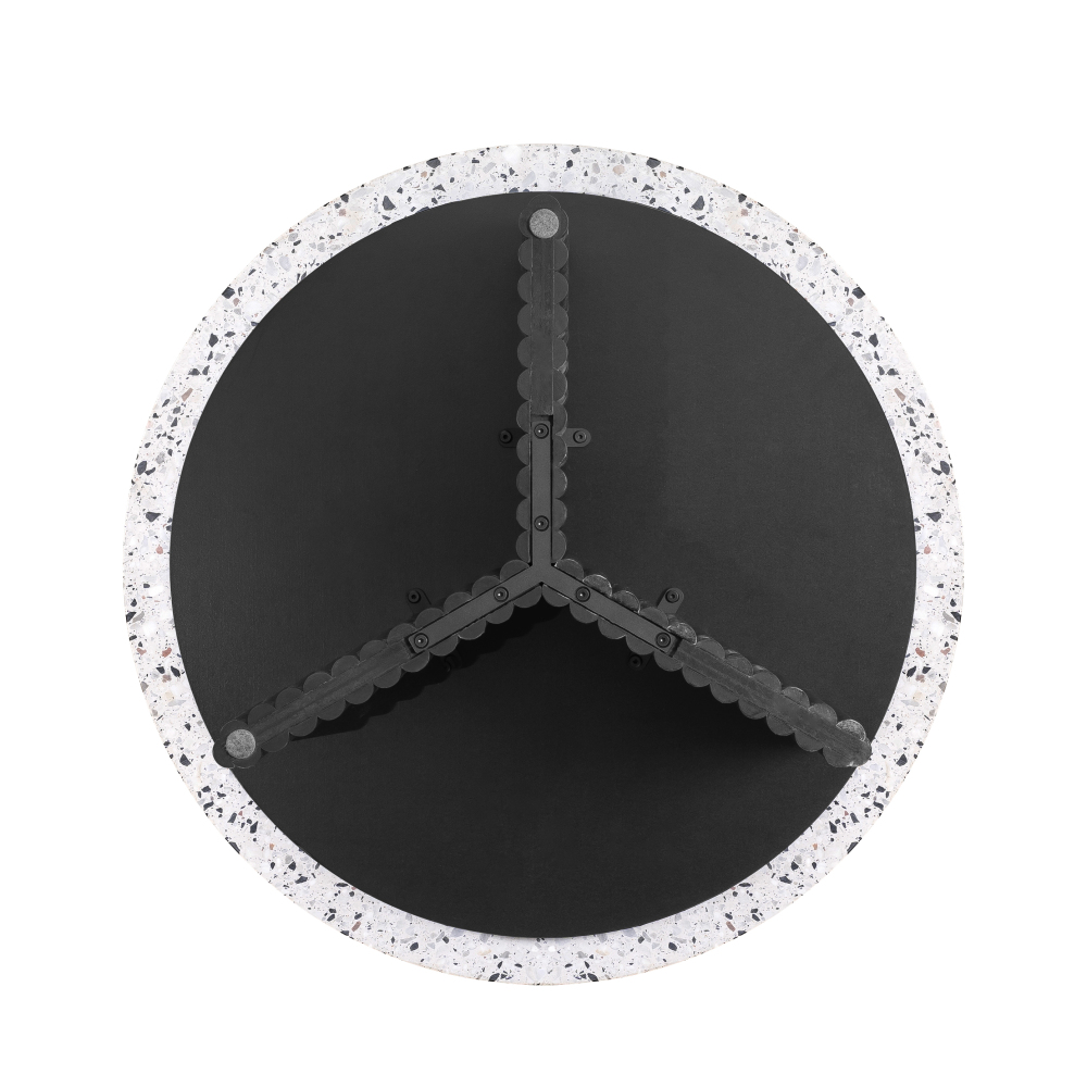 Modern Round Coffee Table with Ribbed Black Base – Minimalist Living Room Accent