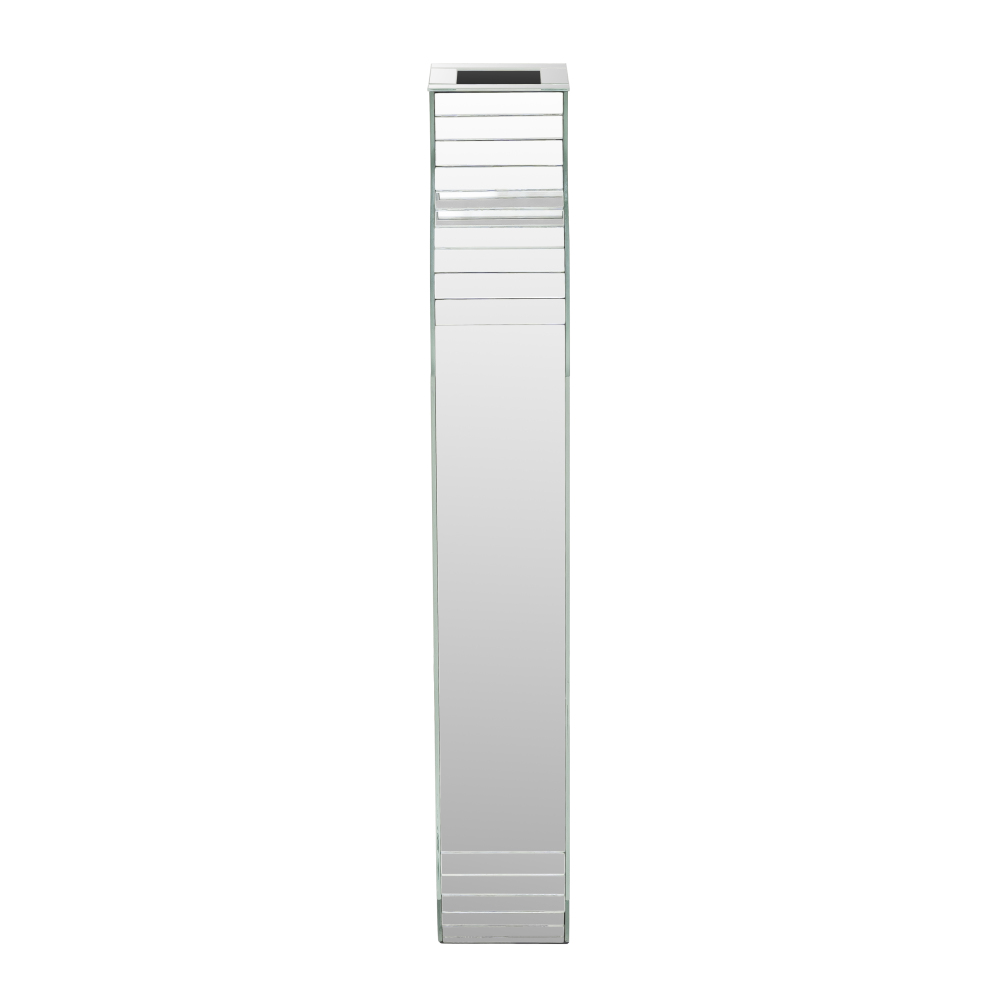 Large Floor Vase, 23.74“ Tall Mirrored Vase Glass for Floor Silver Rectangular Decorative Vases