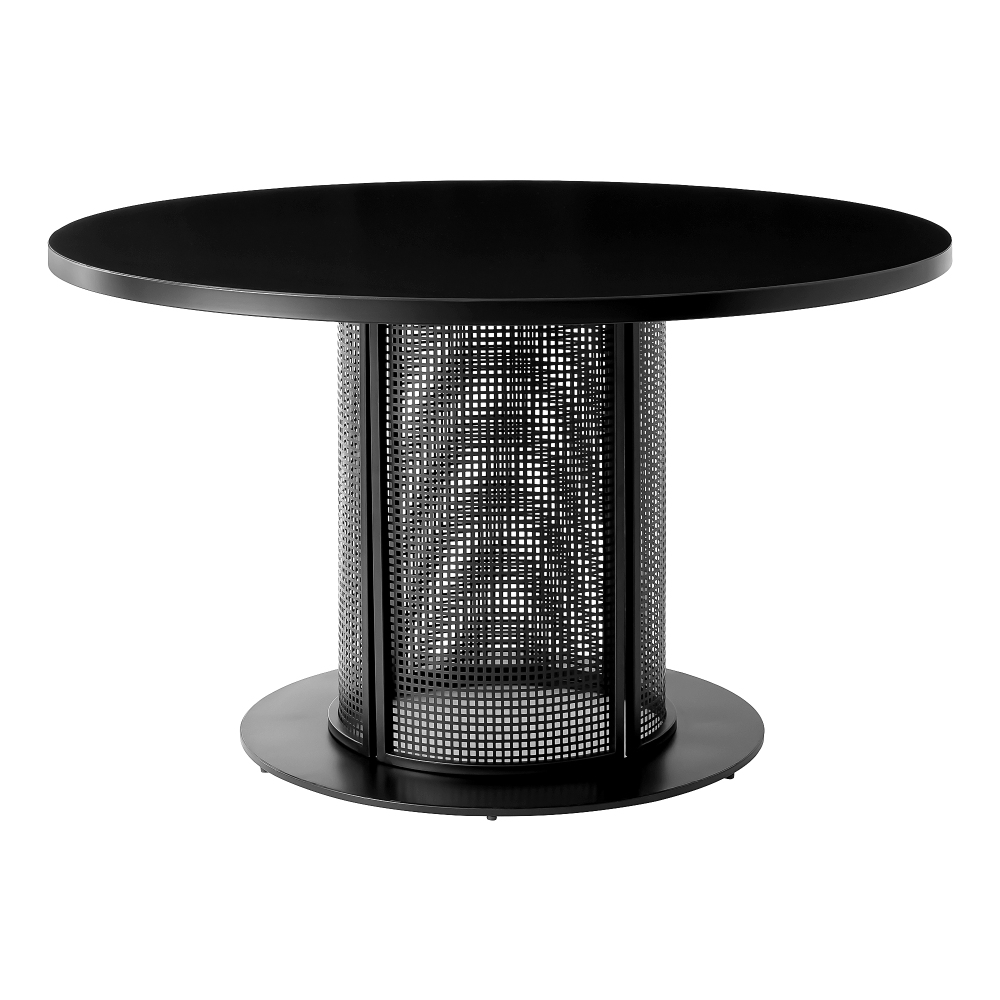 Round Metal Dining Table with Mesh Pedestal Base - -27.68'' H X 47.24'' W X 47.24'' D