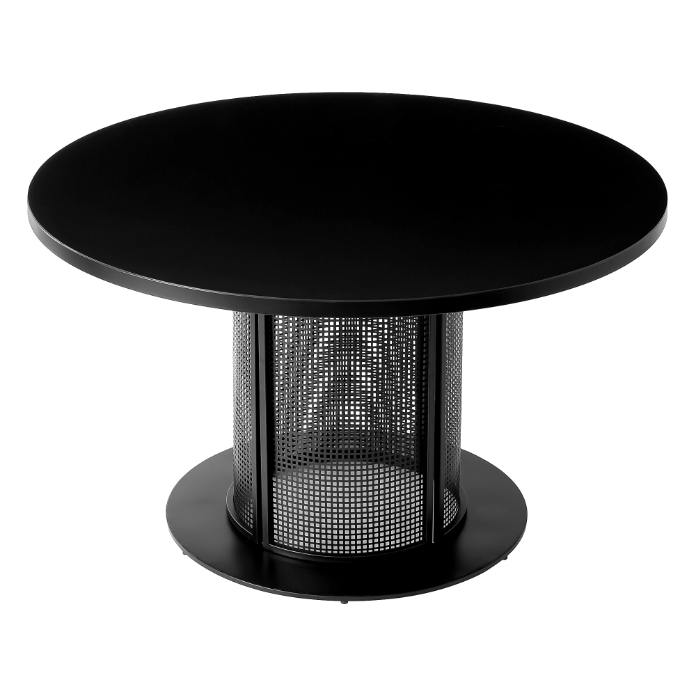 Round Metal Dining Table with Mesh Pedestal Base - -27.68'' H X 47.24'' W X 47.24'' D