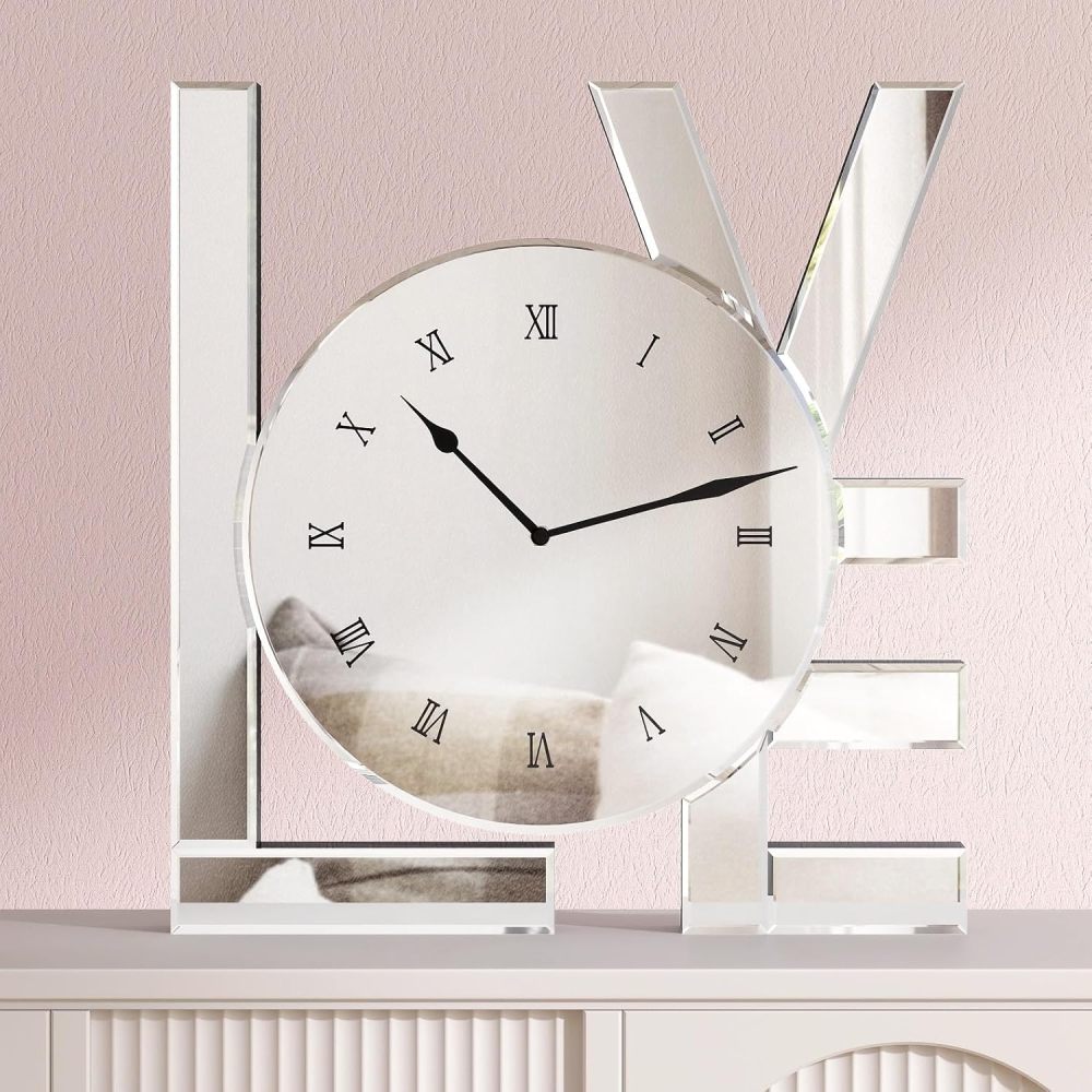 Decorative Wall Clock, Sliver Mirrored Wall Clock Modern Home Wall Decor Silent Clocks