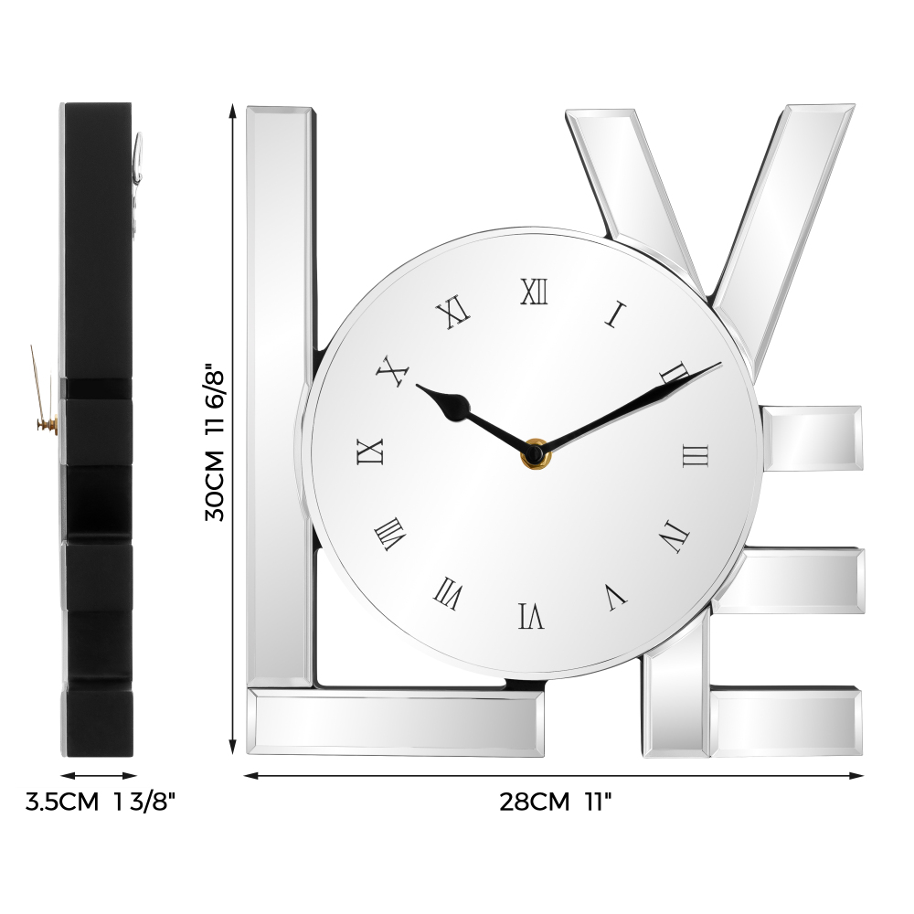 Decorative Wall Clock, Sliver Mirrored Wall Clock Modern Home Wall Decor Silent Clocks