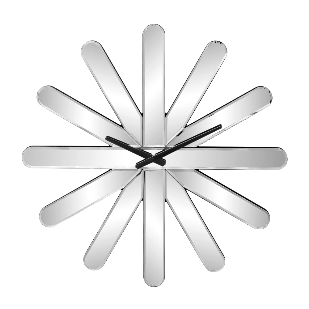 Modern Large Wall Clock, Decorative Mirrored Wall Clock 23.6 inch Silver Silent Glass Clocks