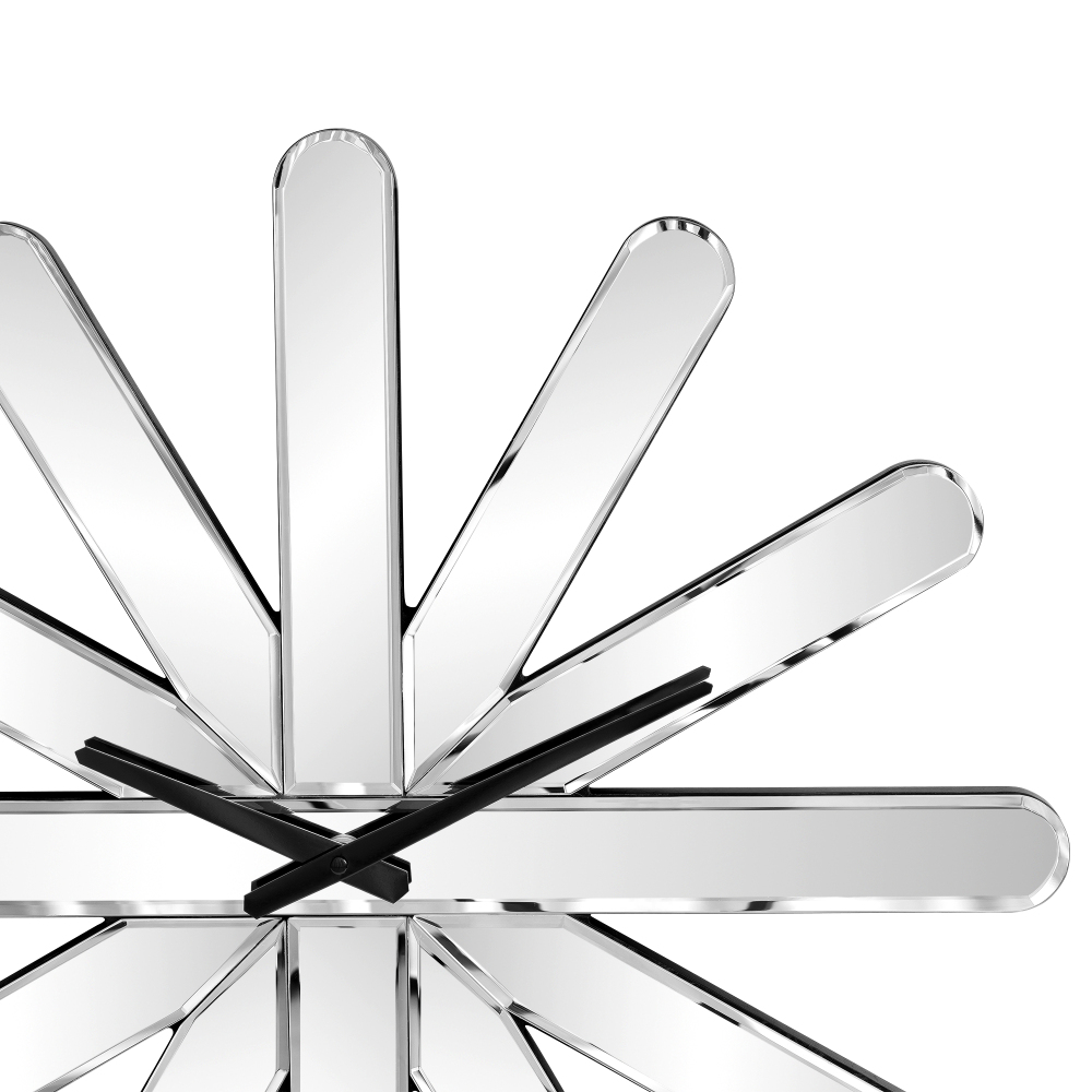 Modern Large Wall Clock, Decorative Mirrored Wall Clock 23.6 inch Silver Silent Glass Clocks