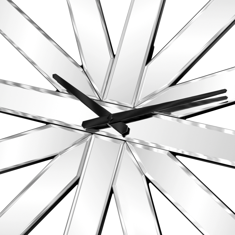 Modern Large Wall Clock, Decorative Mirrored Wall Clock 23.6 inch Silver Silent Glass Clocks