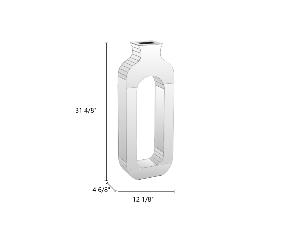 Large Floor Vase, 23.74“ Tall Mirrored Vase Glass for Floor Silver Rectangular Decorative Vases