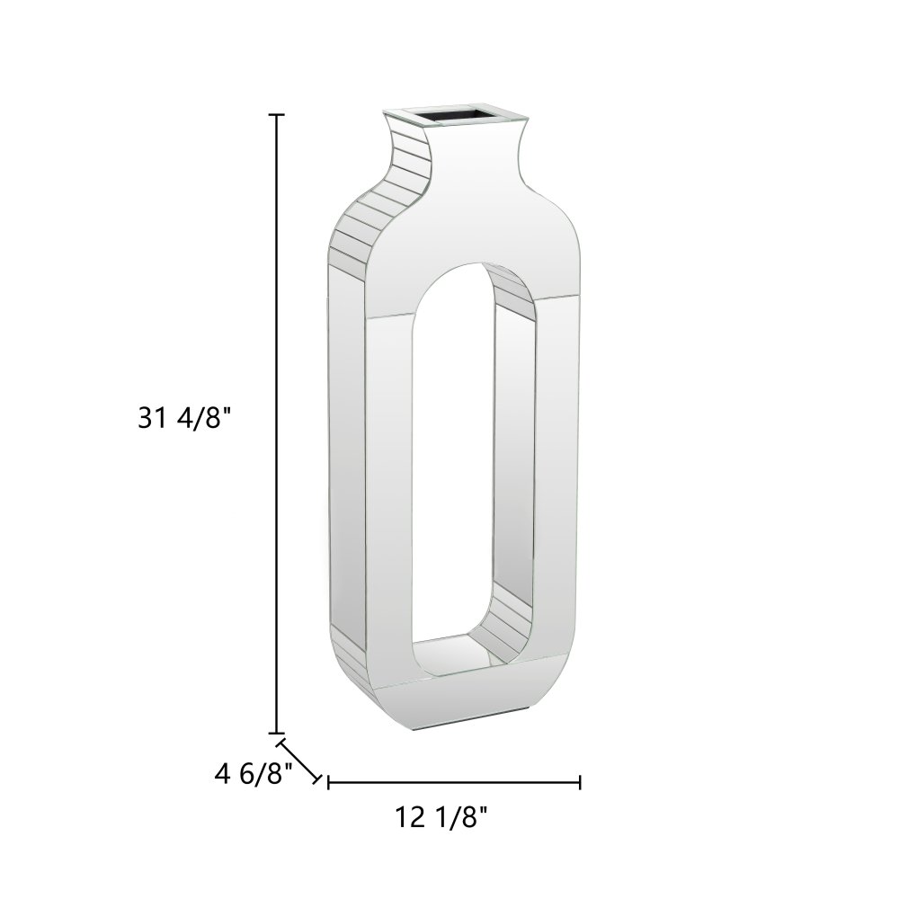 Large Floor Vase, 23.74“ Tall Mirrored Vase Glass for Floor Silver Rectangular Decorative Vases