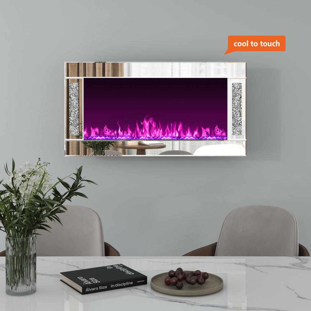 Shellenbarger Modern Electric Fireplace with Crushed Diamond Inlay