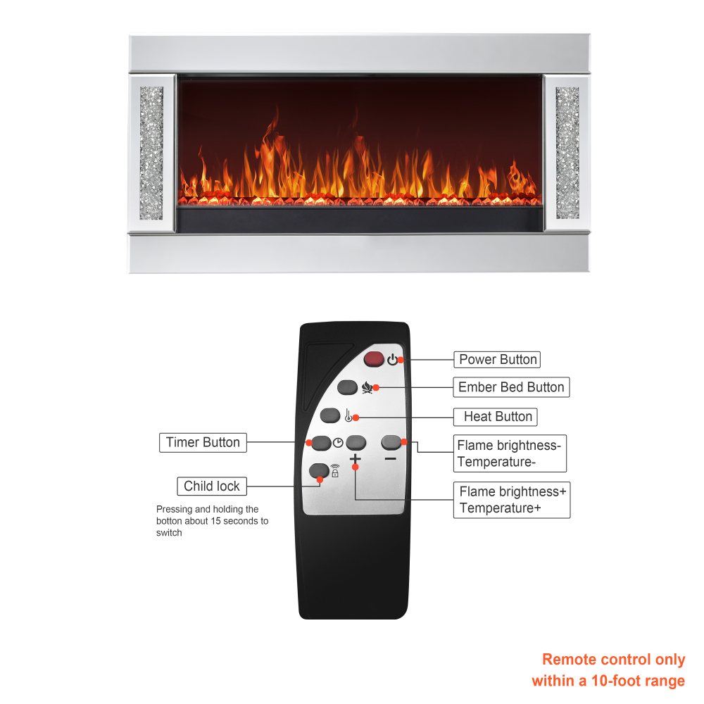 Shellenbarger Modern Electric Fireplace with Crushed Diamond Inlay