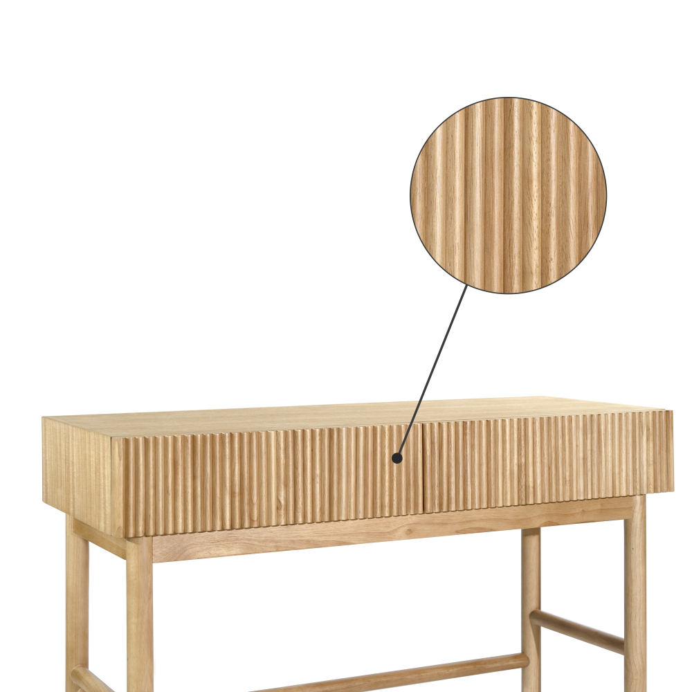 41.7" Console Table for Entryway, Sofa Table with 2 Drawers, Solid Wood Legs, White Oak Finish Hallway Table