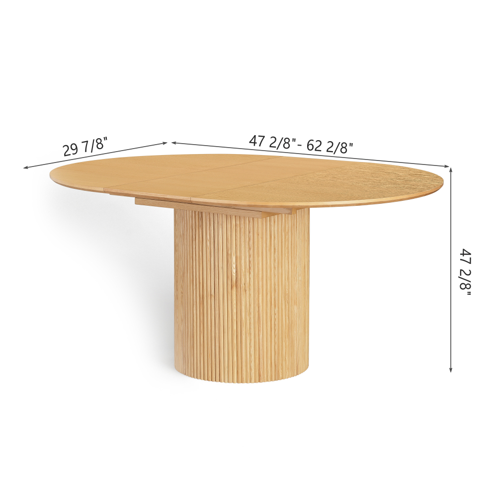 Oak Extendable Oval Solid Wood Dining Table