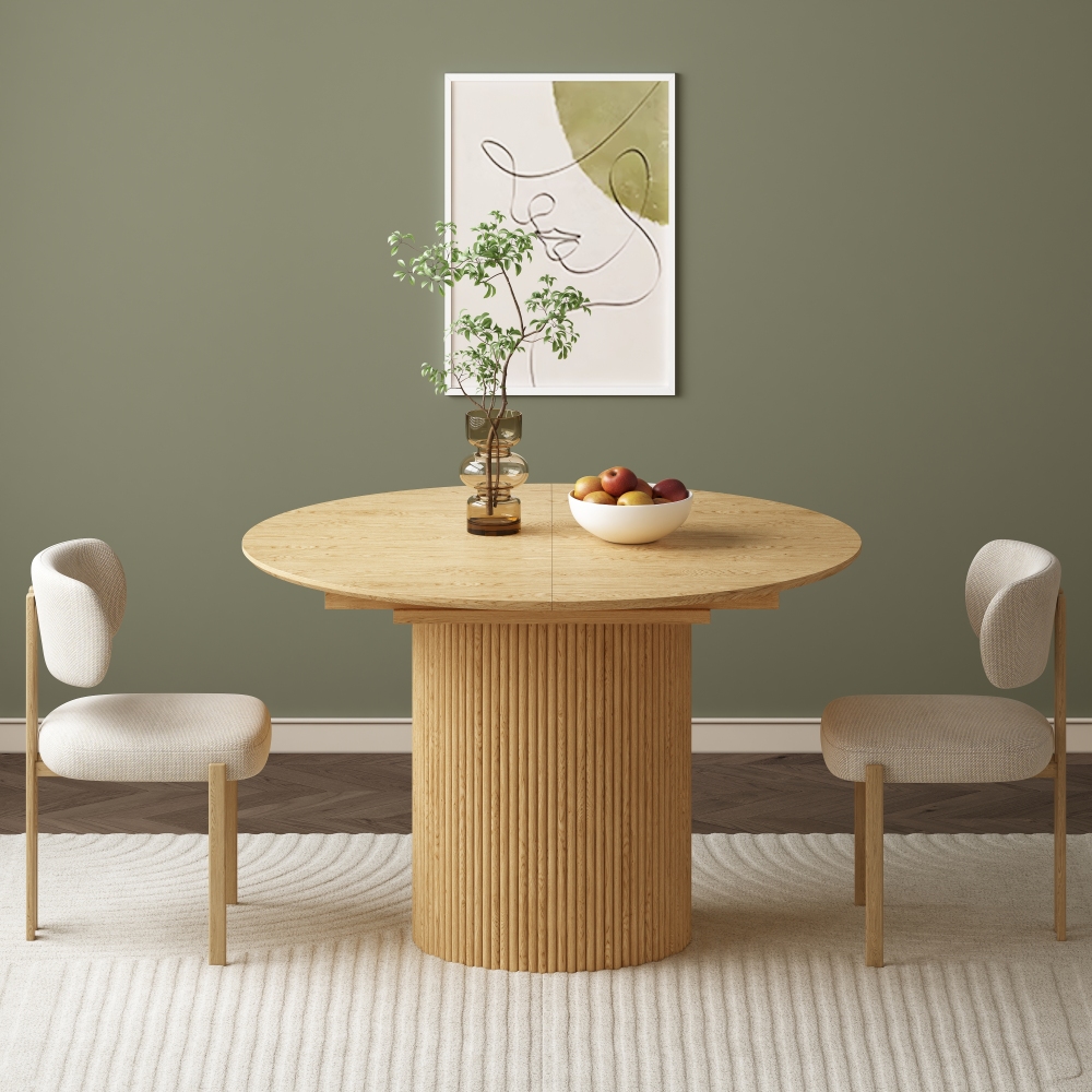Oak Extendable Oval Solid Wood Dining Table