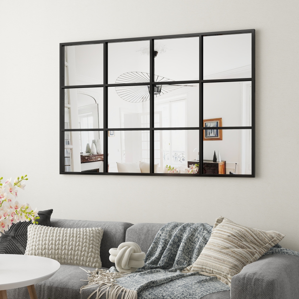 SHYFOY Antique Black Wall Mirror Metal Frame Accent Mirror - 35.44"×23.63"