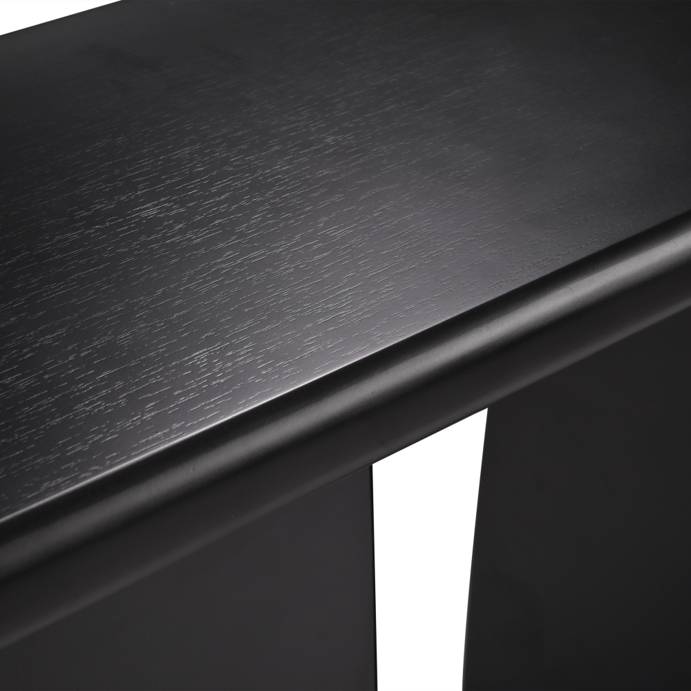 47.24" Black Modern Console Table with 3 Legs, Natural Wood Grain Entryway Table, Sofa Table for Living Room