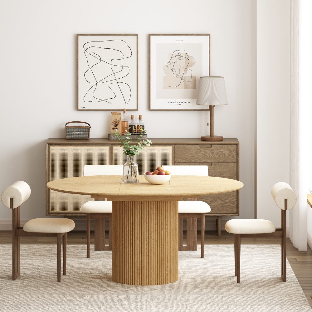 Oak Extendable Oval Solid Wood Dining Table