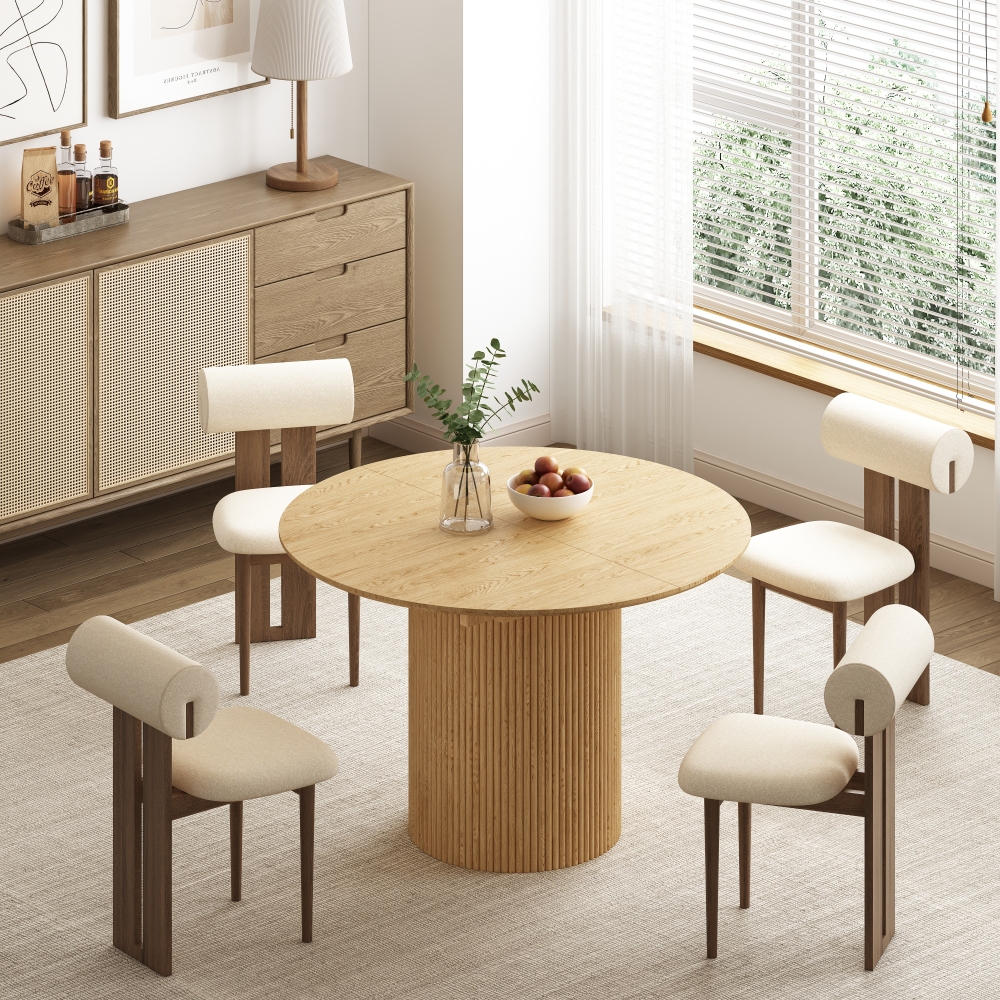 Oak Extendable Oval Solid Wood Dining Table
