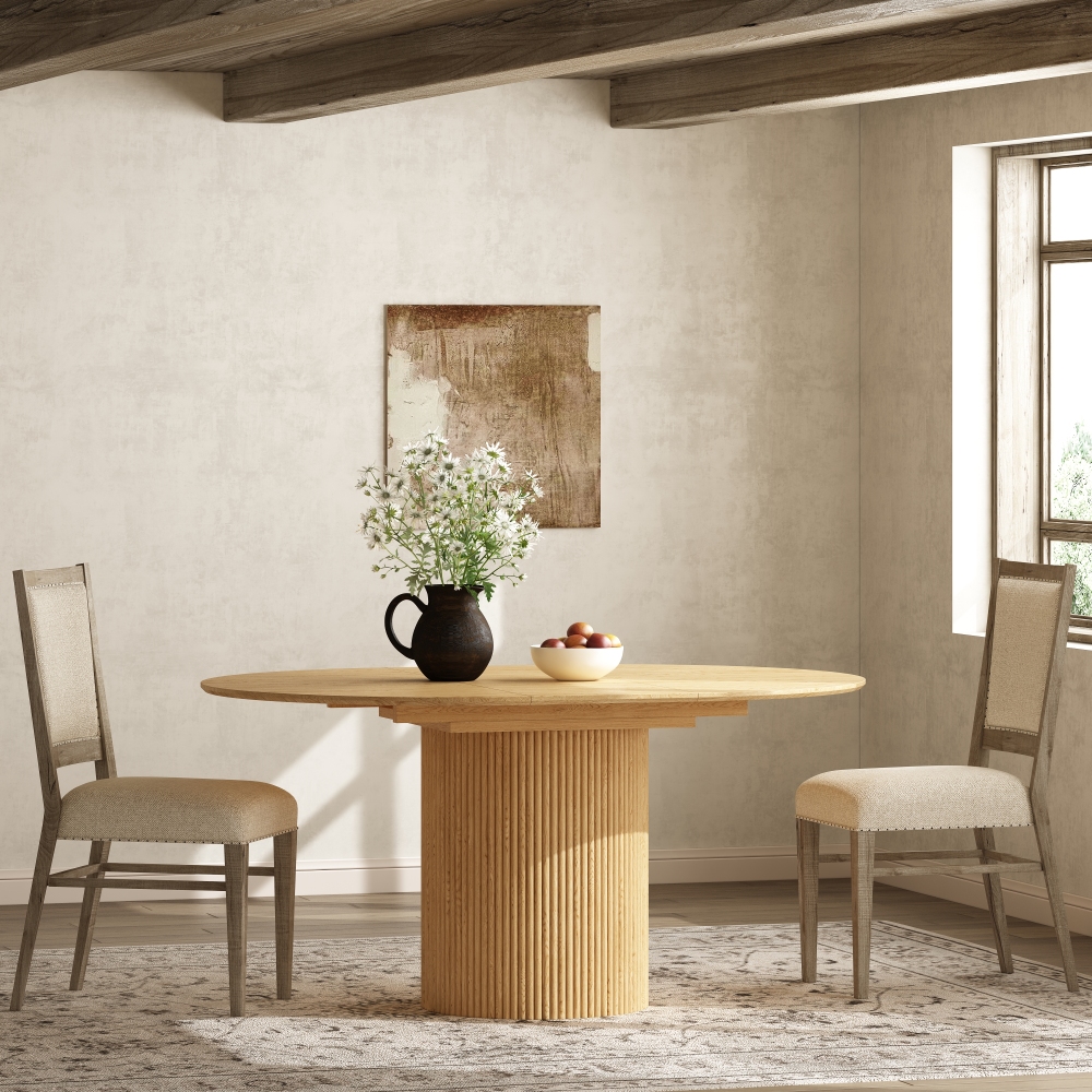 Oak Extendable Oval Solid Wood Dining Table