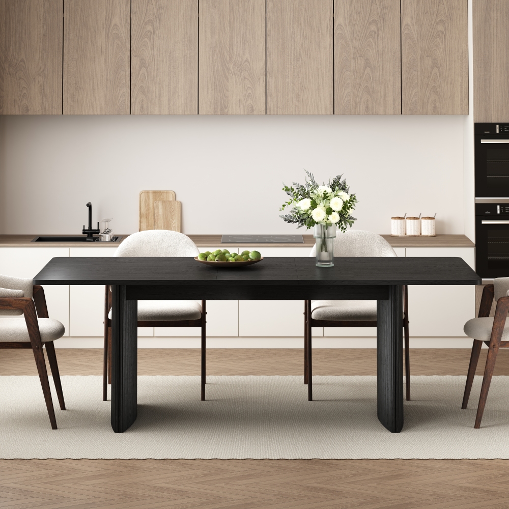 SF-DT485 Black  Modern Rectangular Extendable Dining Table