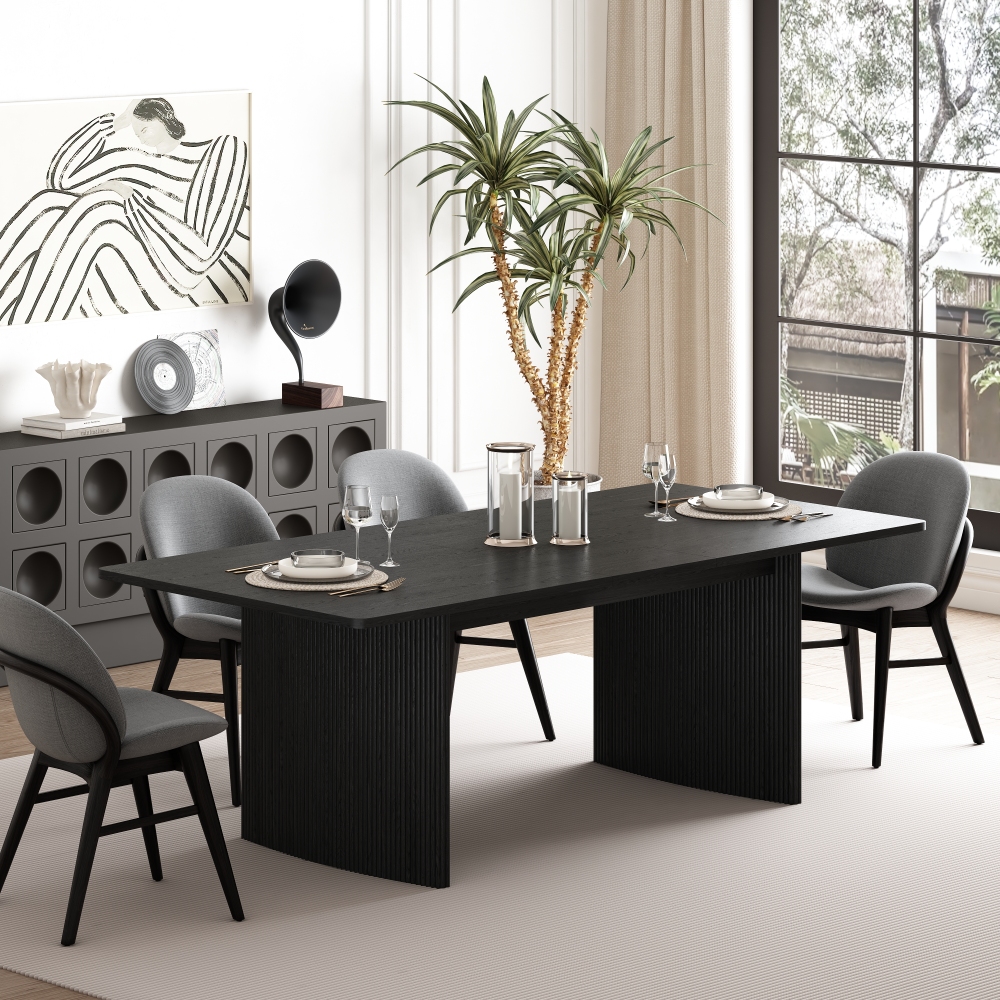 SF-DT485 Black  Modern Rectangular Extendable Dining Table