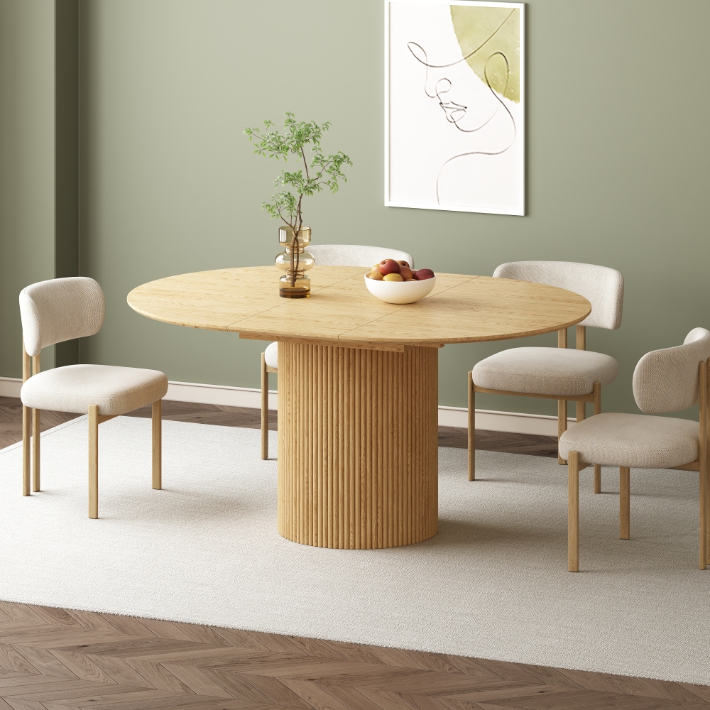 Oak Extendable Oval Solid Wood Dining Table
