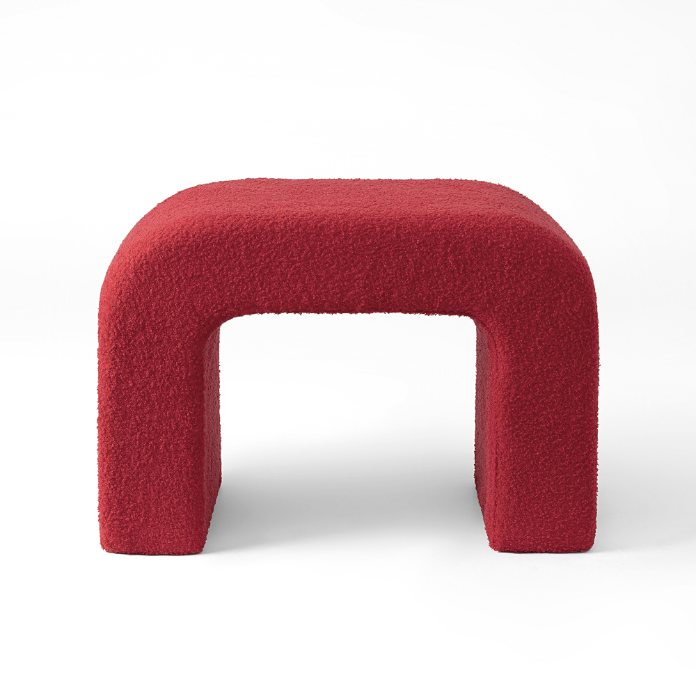 Red 25.6'' Upholstered Foot Stool Modern Pouf Ottoman