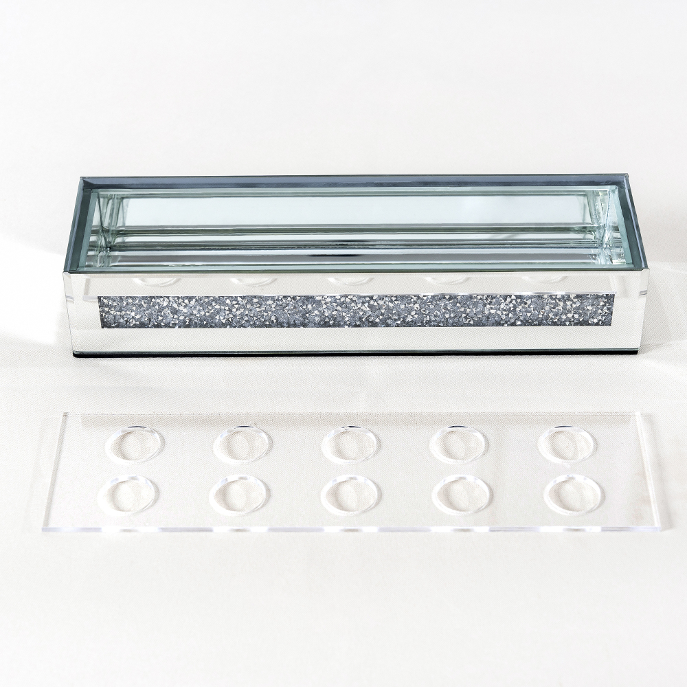 Flower Vase Rectangular Crushed Diamond Mirrored Vases for Centerpiece, Luxury Flower Arrangement