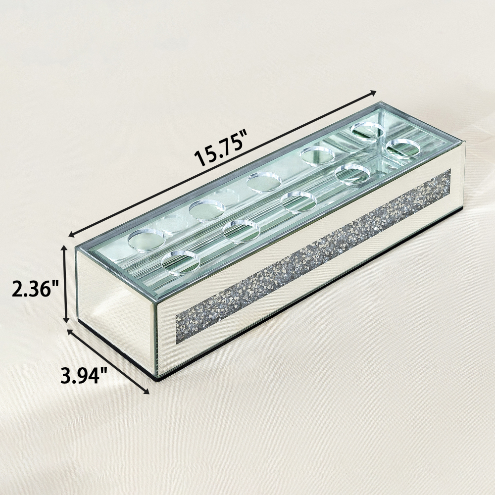 Flower Vase Rectangular Crushed Diamond Mirrored Vases for Centerpiece, Luxury Flower Arrangement