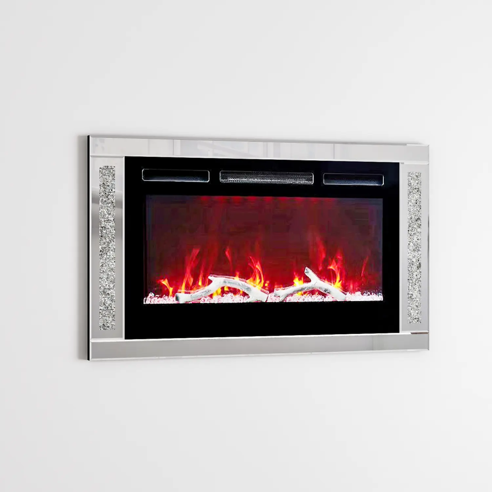 Shellenbarger Modern Electric Fireplace with Crushed Diamond Inlay