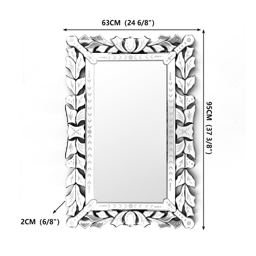 Rectangular Wall Mirror Modern Unique Frame Decor - 35.43"×23.43"
