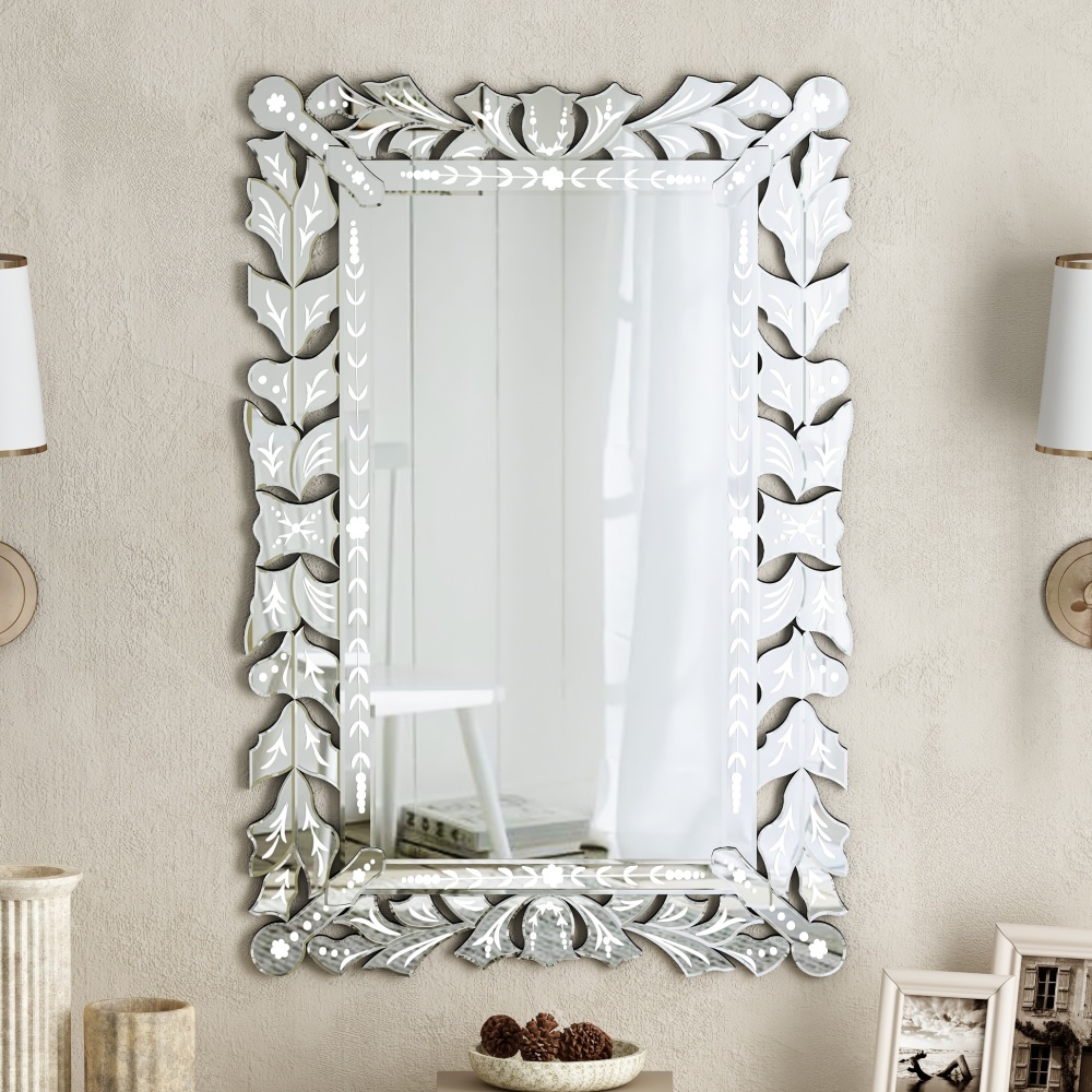 Rectangular Wall Mirror Modern Unique Frame Decor - 35.43"×23.43"