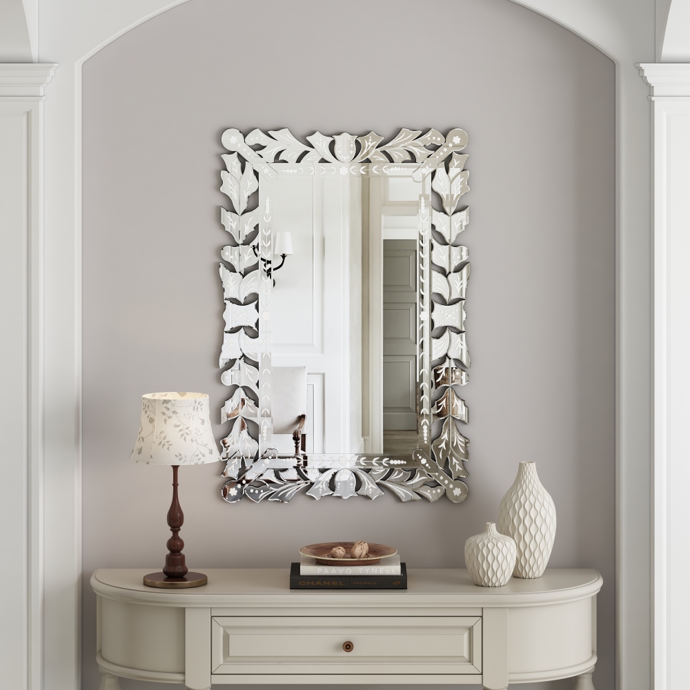 Rectangular Wall Mirror Modern Unique Frame Decor - 35.43"×23.43"
