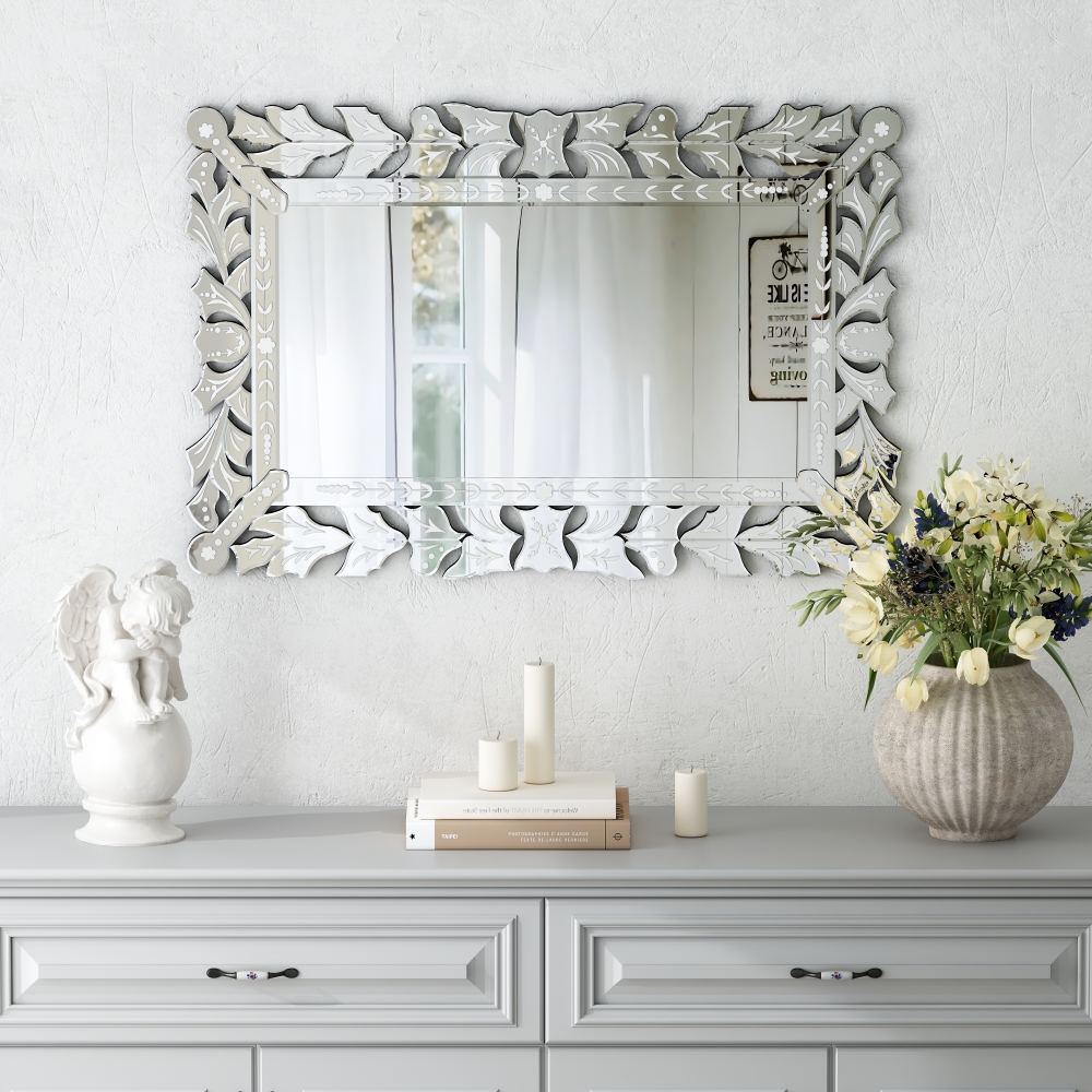 Rectangular Wall Mirror Modern Unique Frame Decor - 35.43"×23.43"
