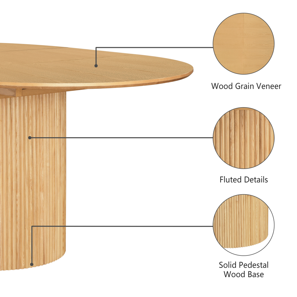 Oak Extendable Oval Solid Wood Dining Table