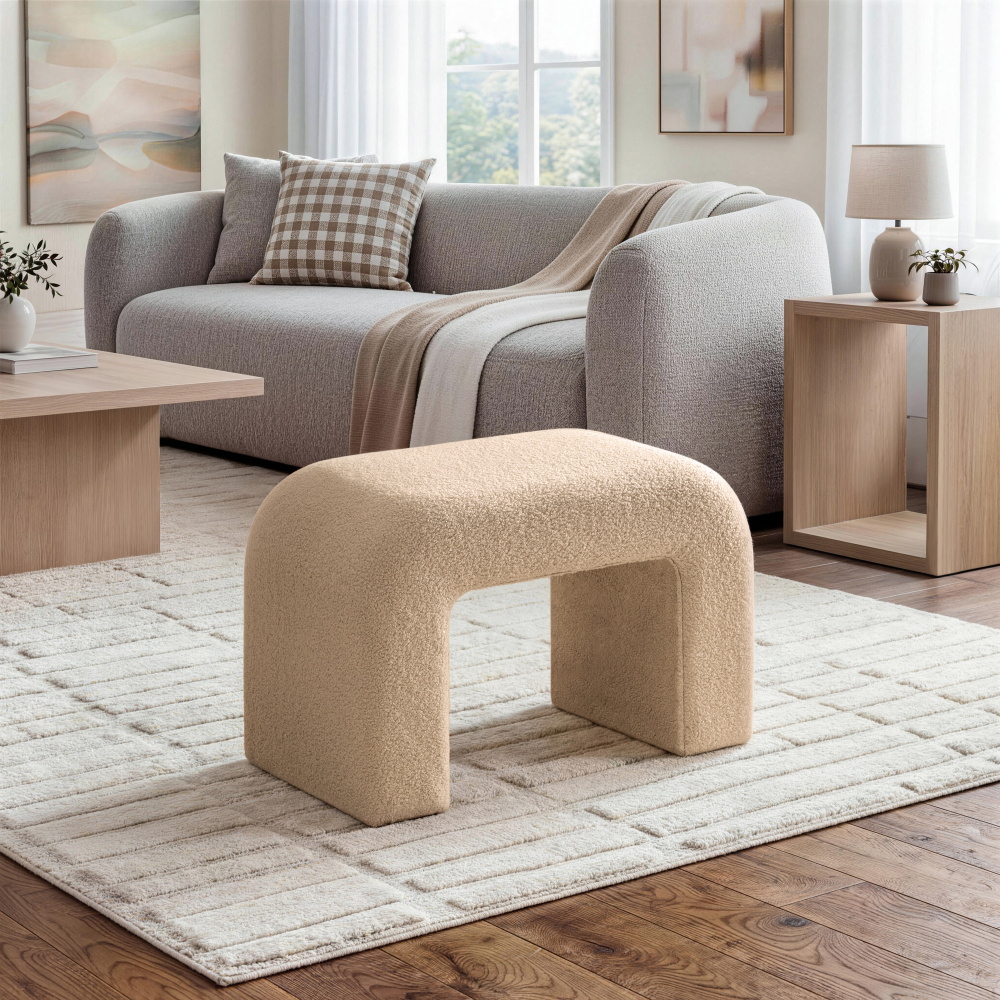 Red 25.6'' Upholstered Foot Stool Modern Pouf Ottoman