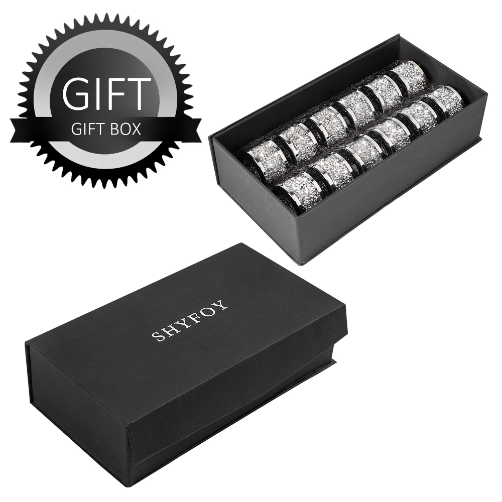 Napkin Rings Silver Set of 12, Bling Cloth Holder Napkin Ring Full of Crushed Diamond for Dinner Party,Wedding