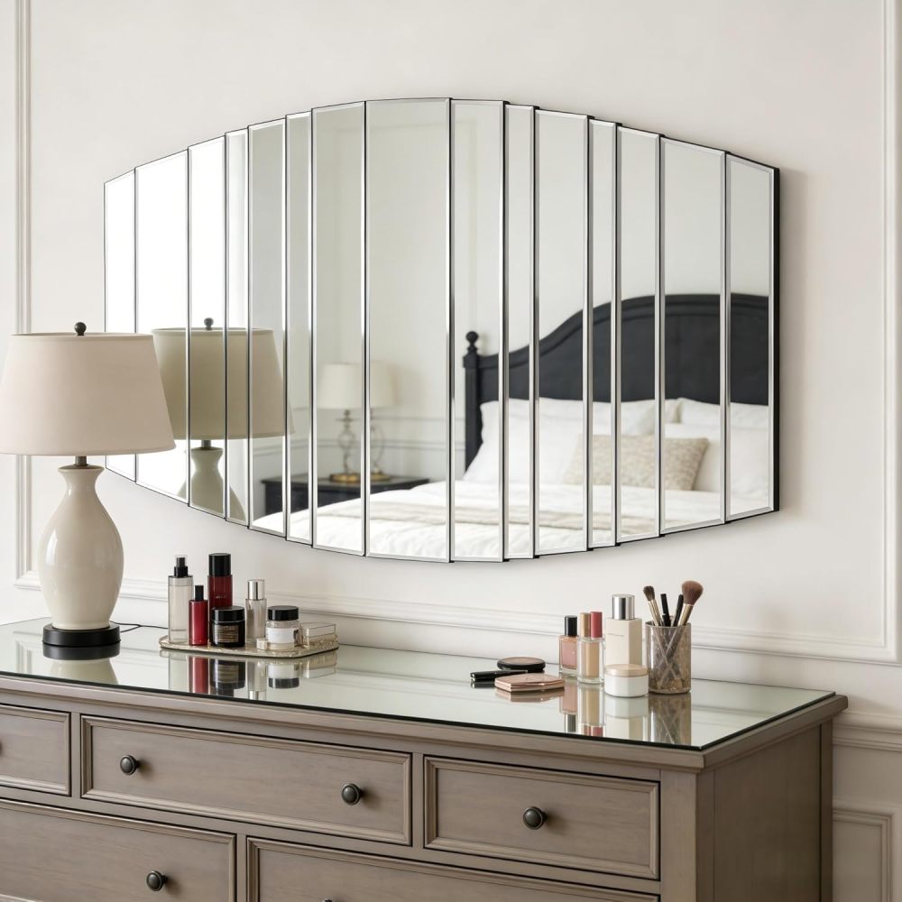 SHYFOY Modern Sunburst Framless Irregular Accent Wall Mirror - 43.3"×21.65"