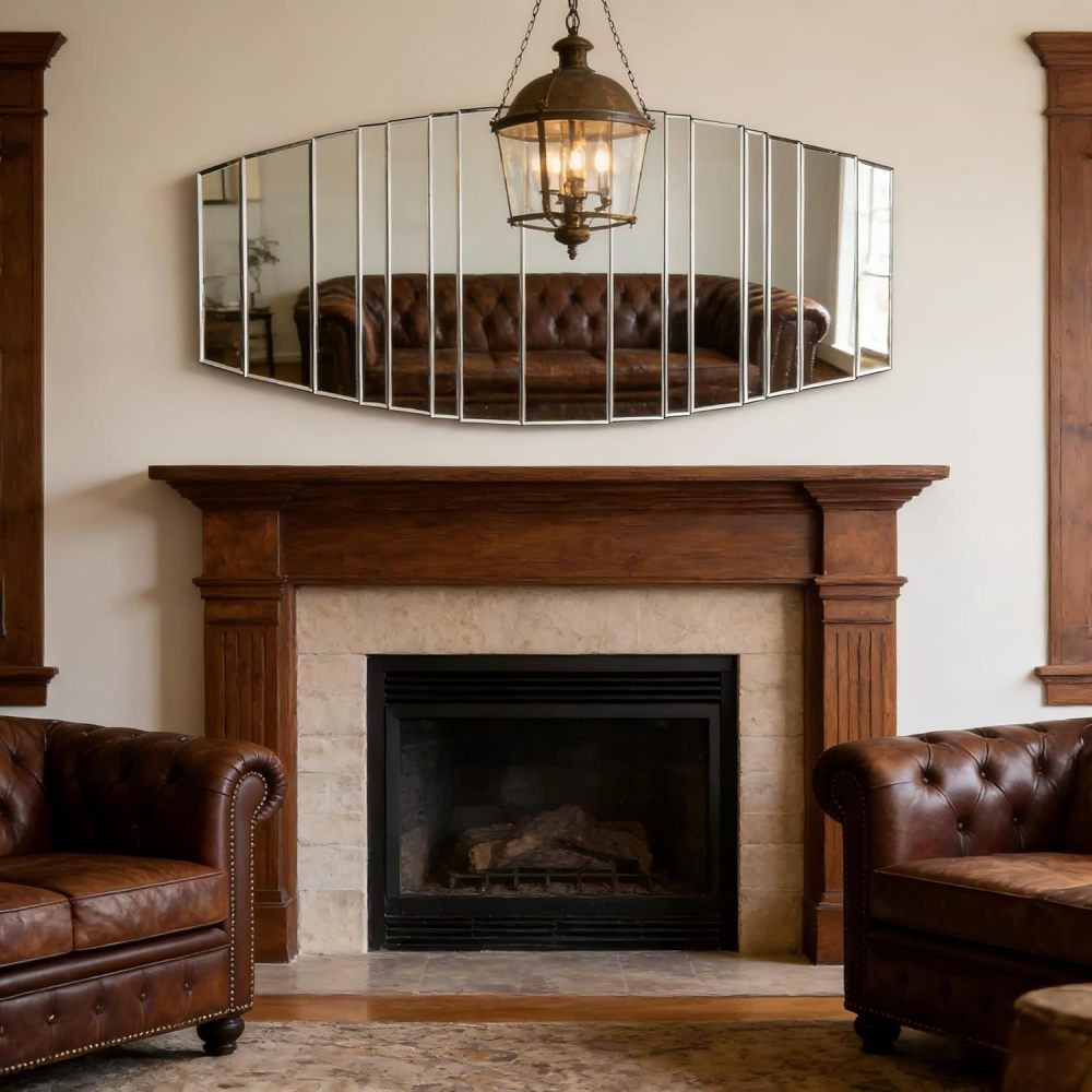 SHYFOY Modern Sunburst Framless Irregular Accent Wall Mirror - 43.3"×21.65"