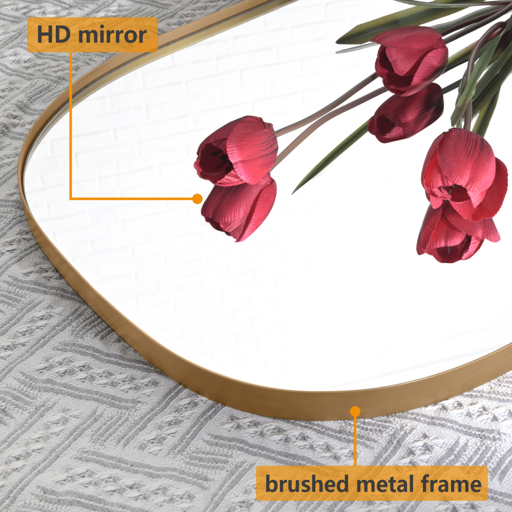 Wall Mirror Decorative Metal Gold Wall-Mounted Mirrors, 47"x18" Oval Tall Mirror for Wall