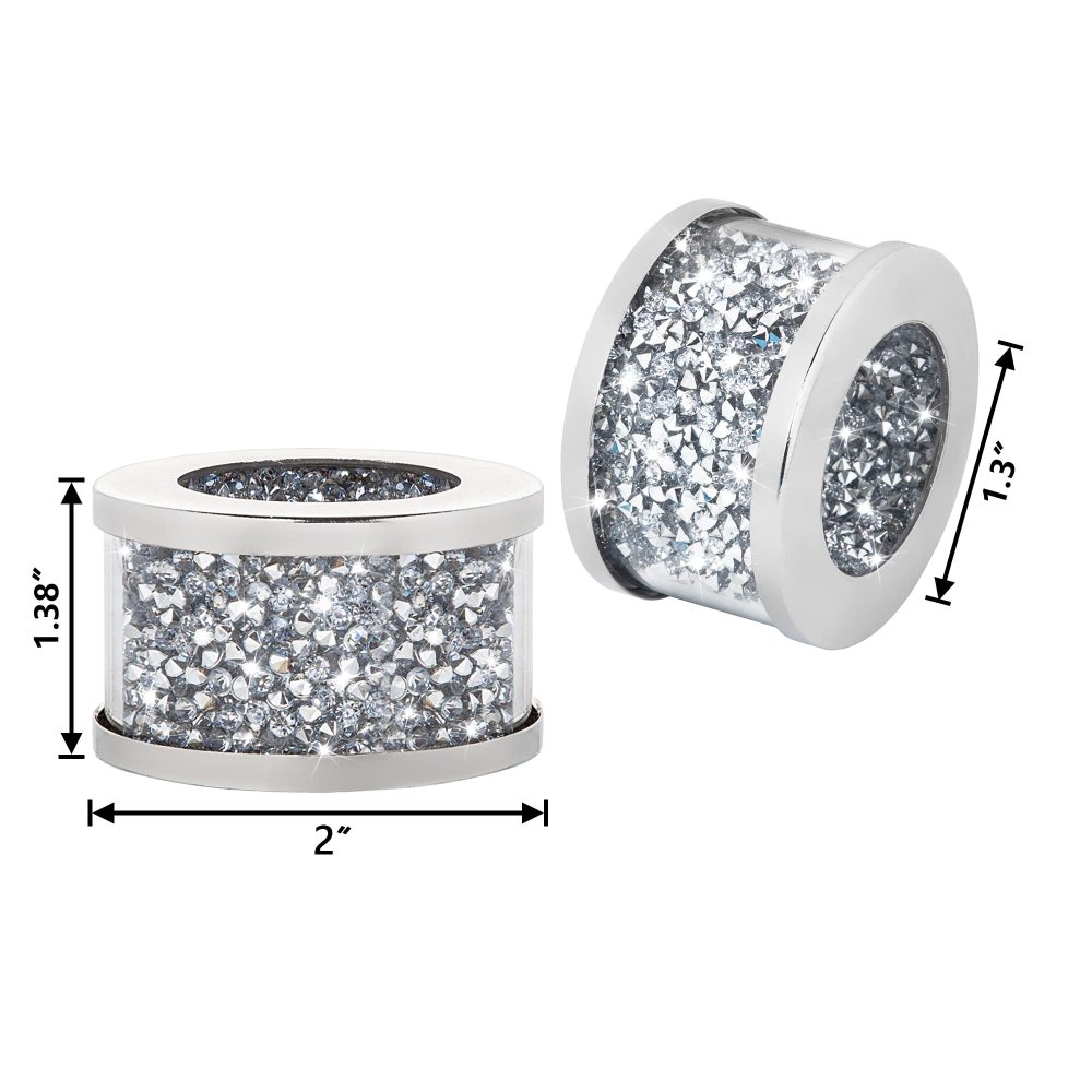Napkin Rings Silver Set of 12, Bling Cloth Holder Napkin Ring Full of Crushed Diamond for Dinner Party,Wedding