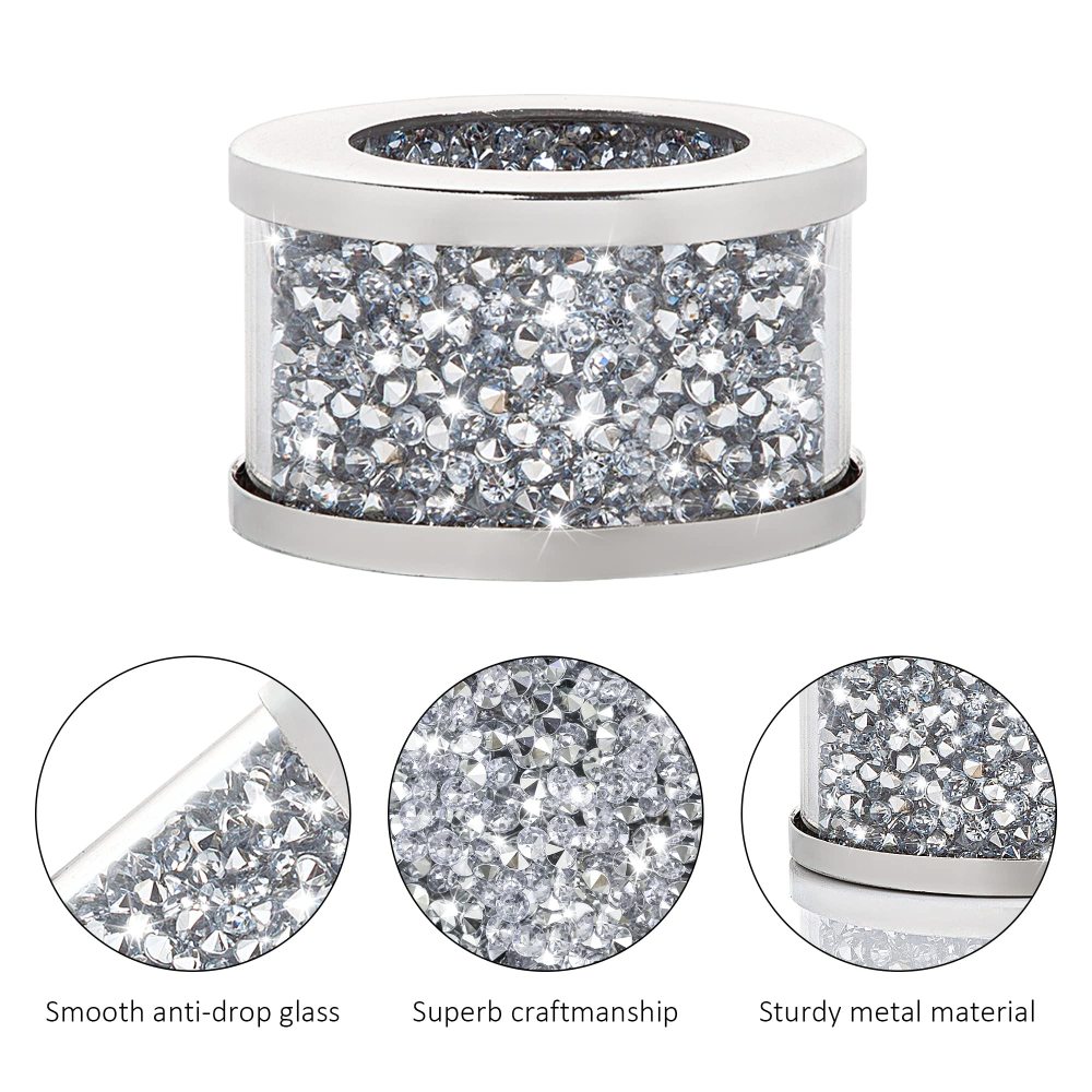 Silver Diamond Napkin Ring Glass Framed, Crystal Dinning Cloth Rings Set of 4 Piece