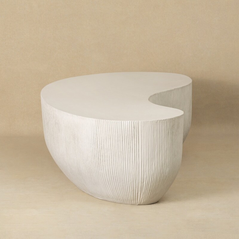 48.4" Fluted Magnesium Oxide Modern Sculptural Coffee Table