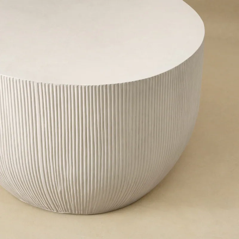 48.4" Fluted Magnesium Oxide Modern Sculptural Coffee Table