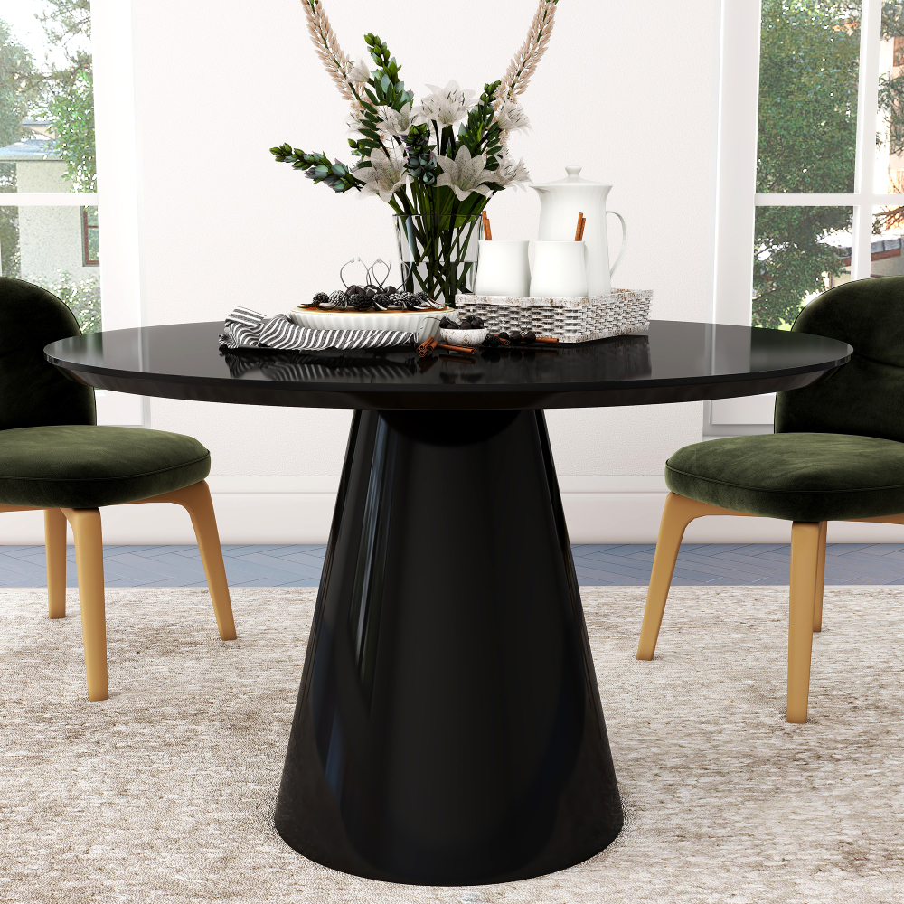 Black/White Modern High Glossy Round Dining Table