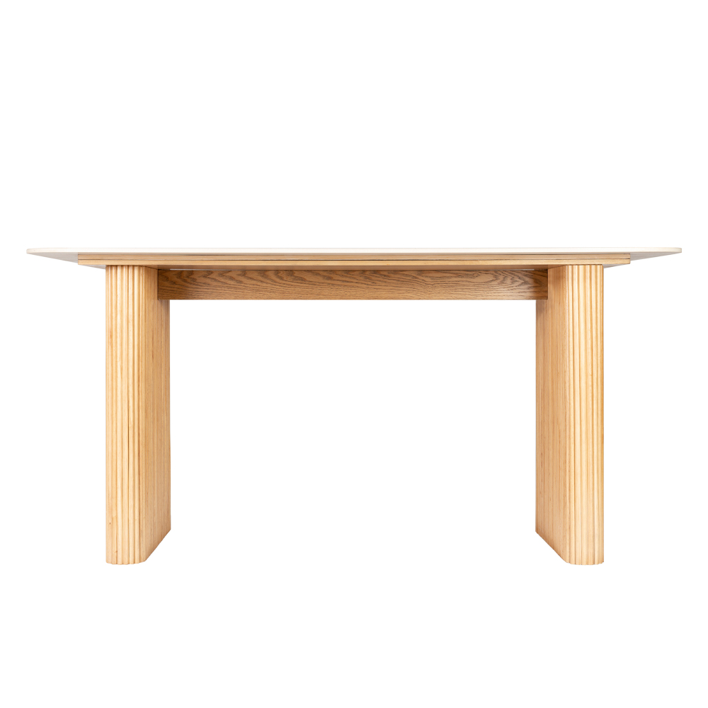 Marble Top Dining Table with Pedestal Grain Wood Base