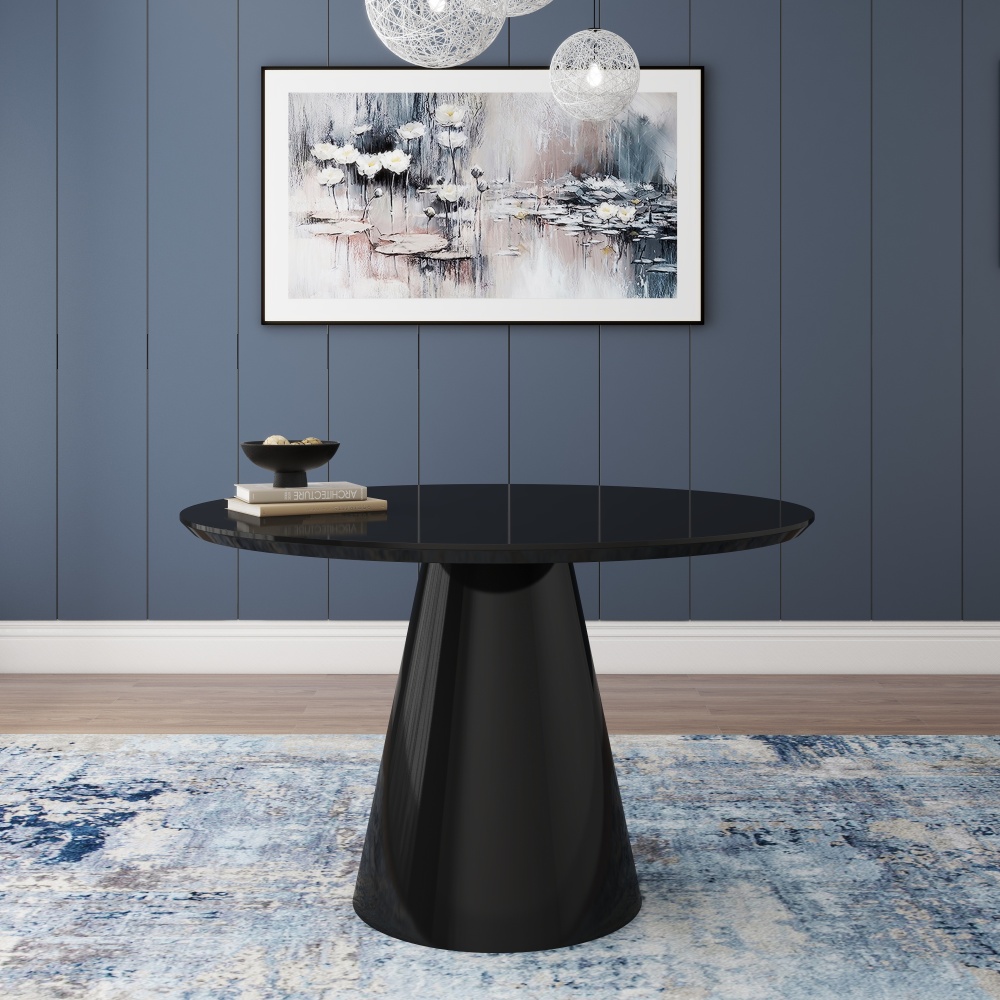 Black/White Modern High Glossy Round Dining Table