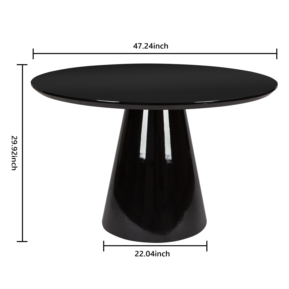 Black/White Modern High Glossy Round Dining Table