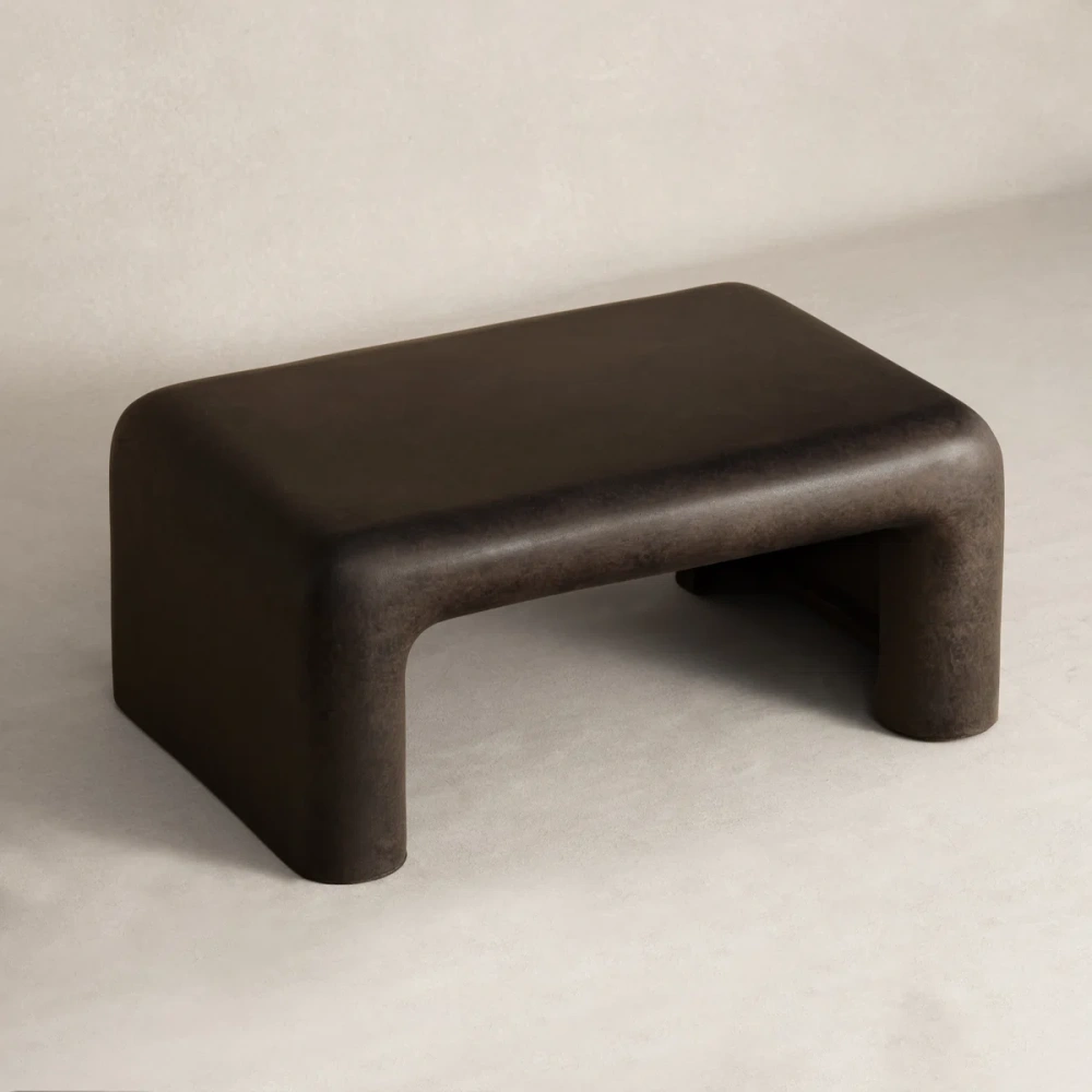 12" Brown Coffee Table, Modern Accent Table for Indoor & Outdoor Living Spaces