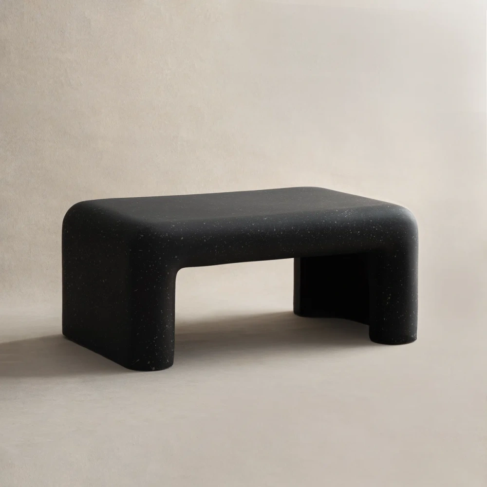 12" Low Profile Organic Sculptural Coffee Table, Modern Accent Table for Indoor & Outdoor Living Spaces