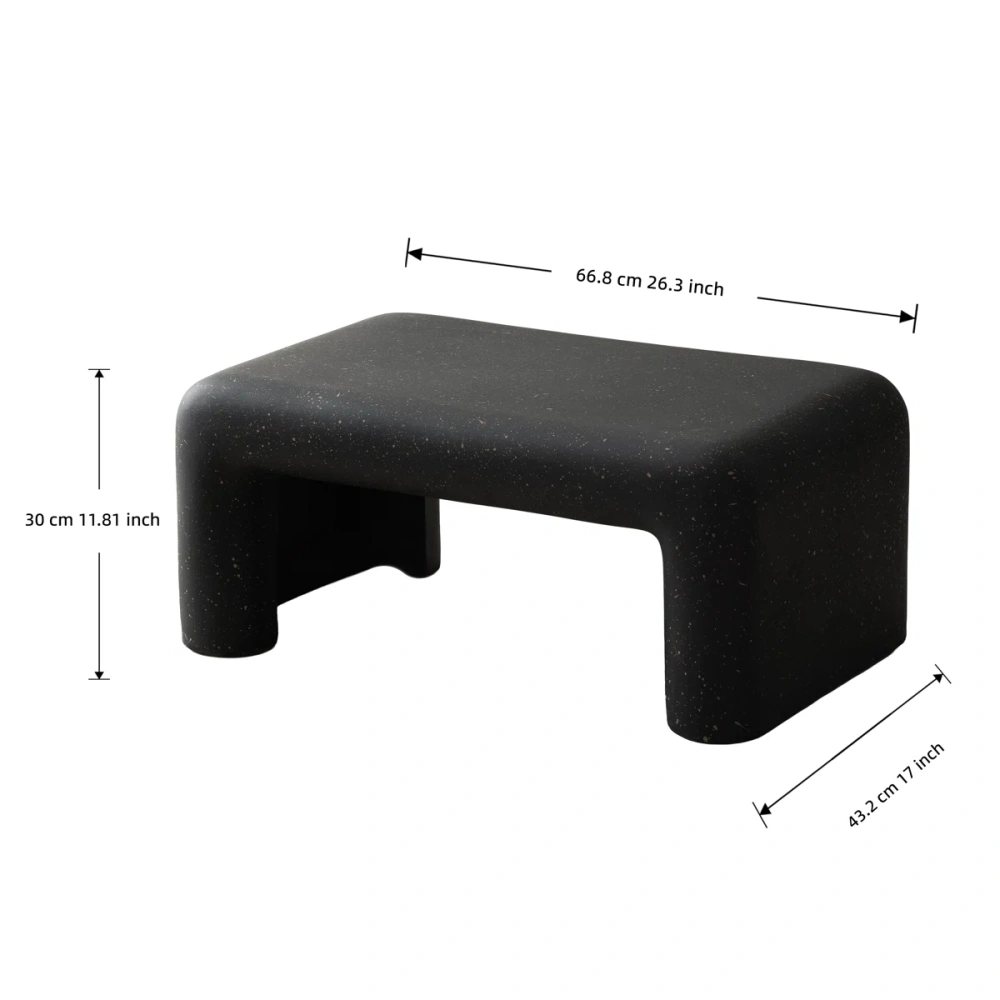 12" Low Profile Organic Sculptural Coffee Table, Modern Accent Table for Indoor & Outdoor Living Spaces